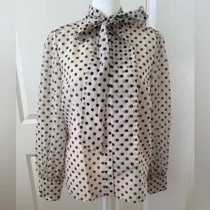 NWT Fashion Nova Sheer Polka Dot Blouse